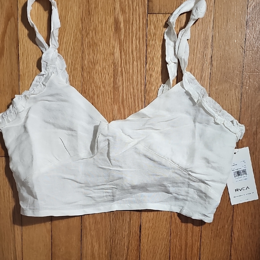 RVCA Ivory Ruffled Crop Top
